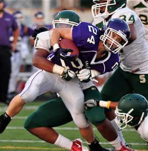 Austin Hall fighting for yards against Shorecrest.