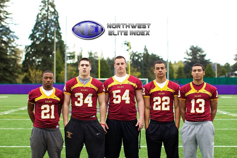 (L-R) Aaron Washington, Ryan Nall, Connor Humphreys, Cameron Scarlett, Aidan Wilder with NEI at the Tom Lemming Photo Shoot.