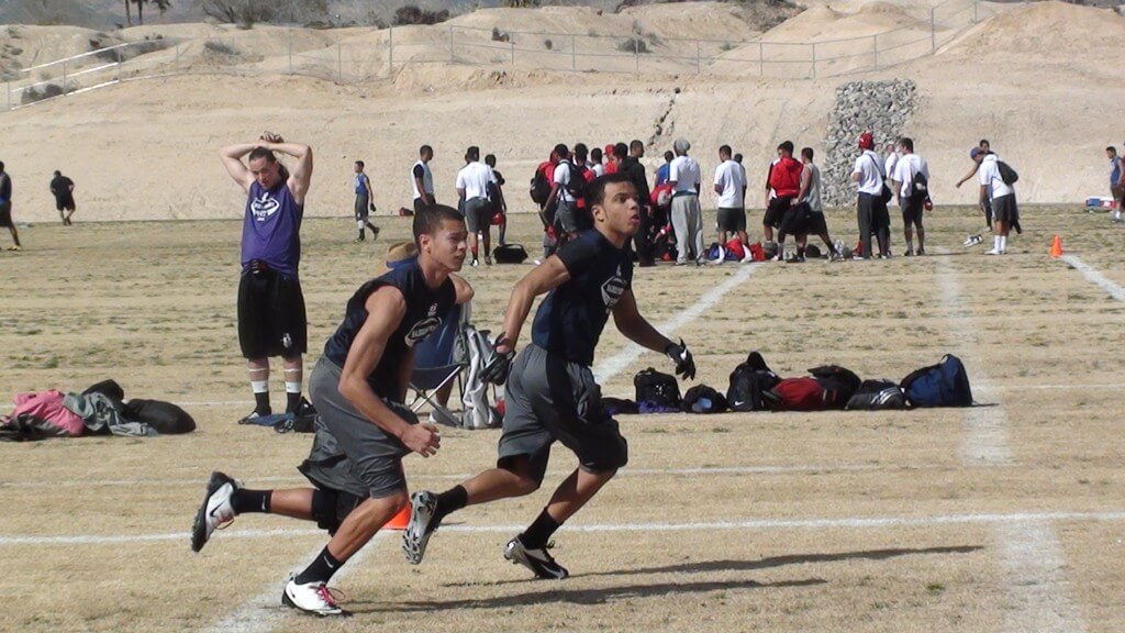 (Two of the state's top sophomores doing work in Las Vegas- Adams, left, with Keynan Foster of Jackson)
