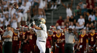 One of the state's top Jr DB's, Jordan Happle of Jesuit, contributed offensively with this 55 yard TD reception in the Crusaders 24-17 loss to Central Catholic