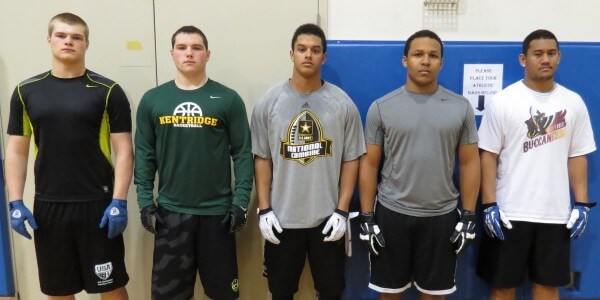 (L-R) Joel Dublanko ('16 Aberdeen), Braiden Beckman ('15 Kentridge), Trevor Davis ('15 Tumwater), Grant Williams ('15 North Thurston), Chris Tuiasosopo ('15 Federal Way).