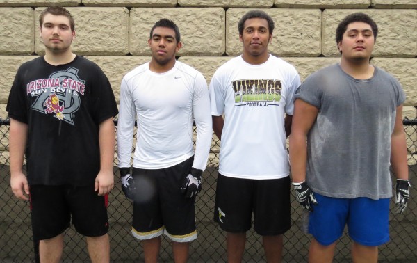 (L-R) Brody McKnight ('17 Eastside Catholic), Taariq Vanegas ('15 Seattle Prep), Tyren Holt ('15 Inglemoor), Robert Savusa ('15 Federal Way).