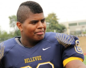 (Marcus Griffin of Bellevue is one of the top Jr DL in the state and an absolute force inside)
