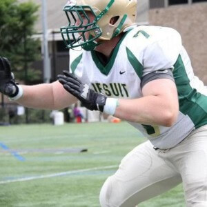 (Jesuit's new leader up front now ranked as one of the state's top 10 offensive lineman, Mike Miller 6-4 280 Jr)