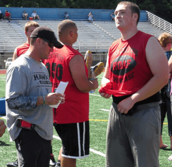 Mike Miller with Hawaii coach Chris Wiesehan at the 2013 Rough Diamonds Showcase.