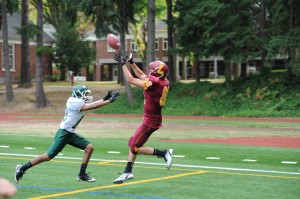 (Mike Padden scoring one of his 9 TDs on the season. Photo by Clayton Christy)