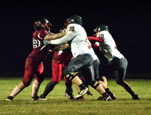 (Nick Streubel, left, going against the #1 ranked 2013 OL in WA, Mason Friedline)