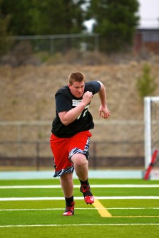 Austin Phillips at the Barton Football Academy's Bend Combine. (Photo: Aric Becker)