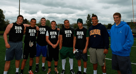 (L-R) Henry Mondeaux- Oregon, Jordan Morgan- Arizona, Joey Alfieri- Stanford, AJ Woodin-Undecided, AJ Hotchkins-JC/Multiple D1's, Manu Rasmussen- Montana, Johnny Ragin- CAL/Oregon 2013', Tanner Shipley- Boise St 2013'