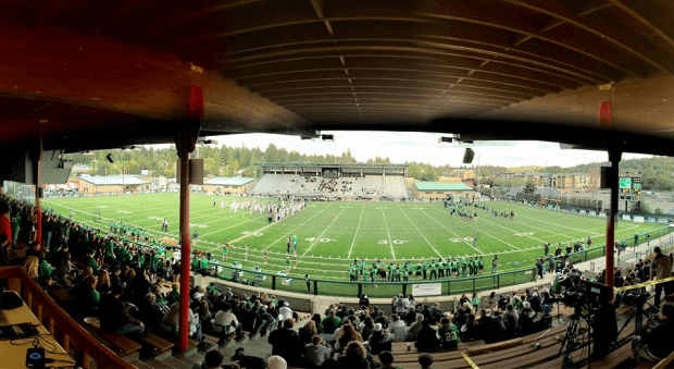 Panoramic view from the broadcast booth at Pop Keeney.