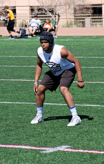 Russell Boston playing for Barton Football in Las Vegas.