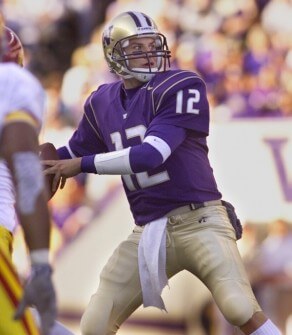 Taylor Barton throwing in a comeback win over USC.