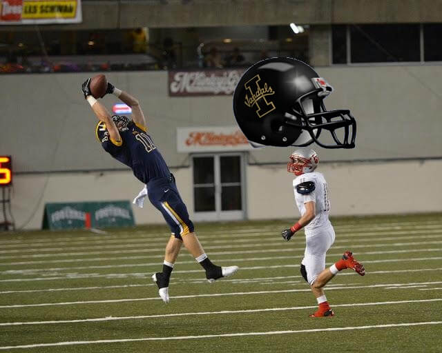 (Timmy Haehl with one of his 2 INTs in the state semifinals picked up his first offer)