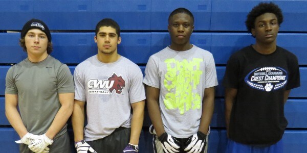 (L-R) Riley Krenz ('16 Lake Stevens), Tevin Gray ('15 Lake Stevens), Rashaun West ('15 Kentridge), Dayzell Wilson ('15 Bothell).